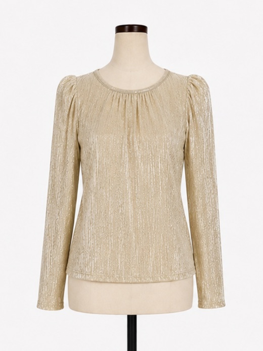 CeCe Gold Shimmer Sheer Long Sleeve Blouse XL